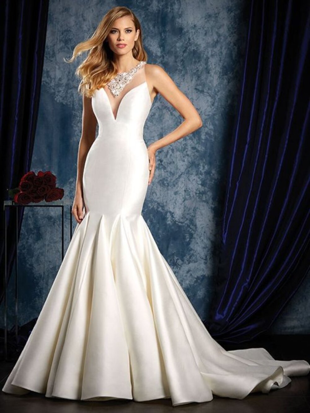 Alfred Angelo Mermaid Wedding Gown • Size 8 • Beaded • Cleaned & Stored